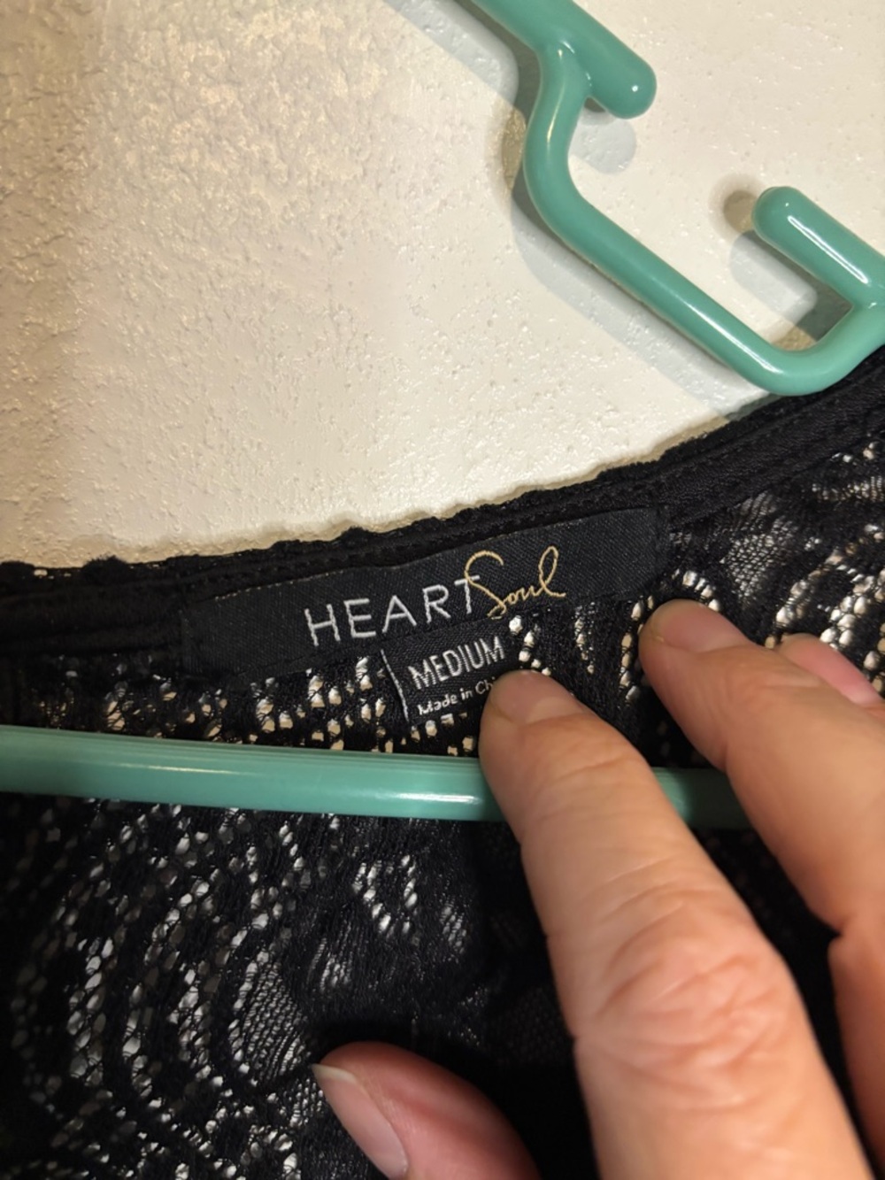 3/$20 HeartSoul Black Lace Cap Sleeve Blouse - Picture 3 of 5